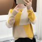 Autumn and Winter Color Matching Blouse Women's Student Long-sleeved Thick Knitted Bottoming Shirt