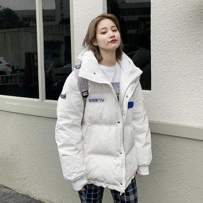 Hong Kong Style Tooling Cotton-padded Jacket Women Ins Winter Korean Version of Loose Bread Suit Clothes Thick Cotton Jacket Tide