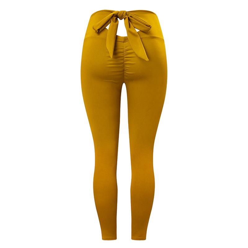 Women's Bow Tie Yoga Pants Seamless High Waist Pleated Hip Lift Pants Peach Fitness Pants Sports Trousers Leggings Bodybuilding Running Training Pants