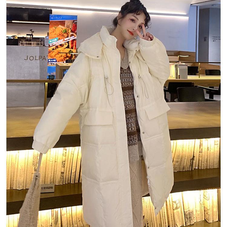 Women's Down Jacket Mid-length Thick Bread Jacket Loose and Thin White Duck Down