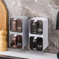 Kitchen Storage Box Thickened Double-grid Seasoning Box Household Wall-mounted Punch-free Seasoning Jar with Spoon Seasoning Rack