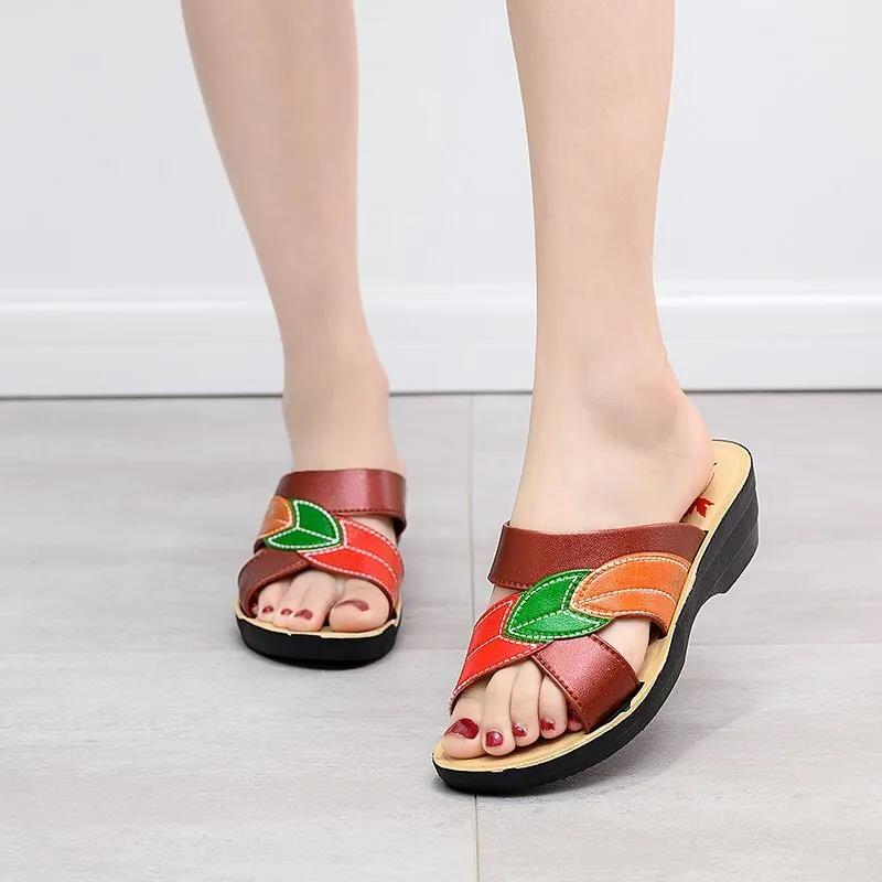 Women's Summer Waterproof Non-slip Slippers Soft Bottom Wear-resistant Breathable Mother Slippers