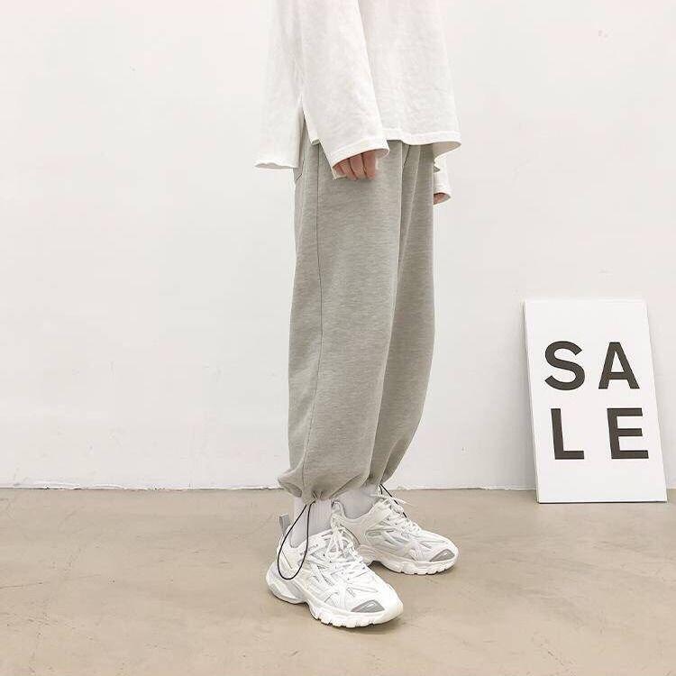 Spring and Summer Trend Trousers Men's Wide-leg Pants Loose Straight Casual Pants Tie-foot Sports Pants Male Student Pants