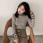 Black and white striped pullover sweater women's winter slim thin turtleneck sweater long sleeves