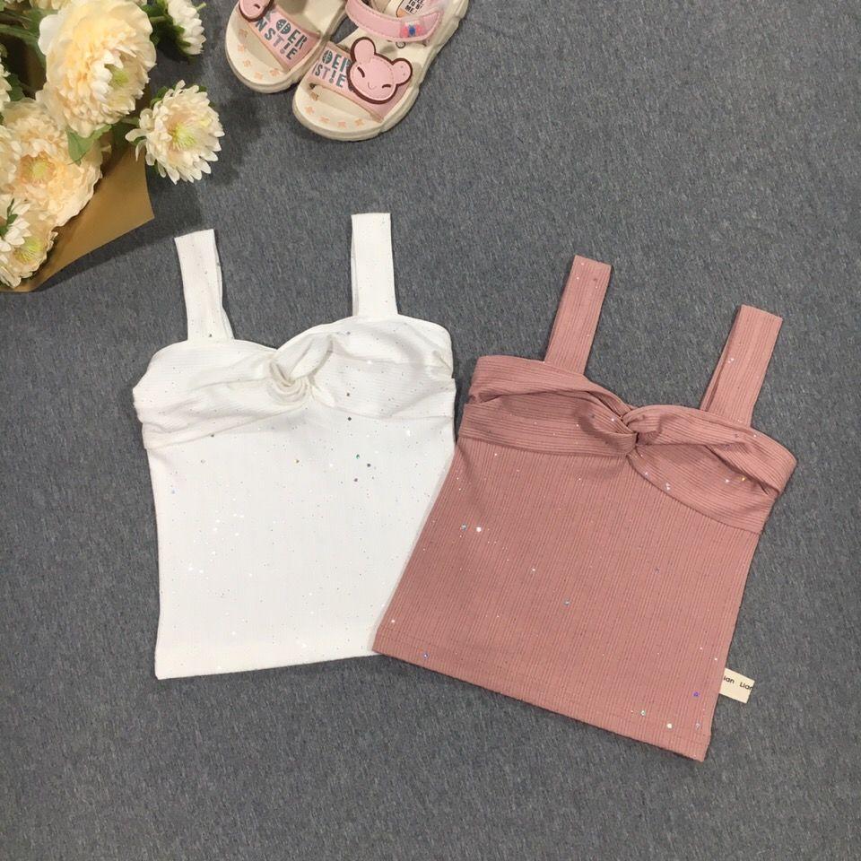 Summer Kids Cute Girls Summer Thin Camisole Tube Top Small Solid Color Halter Fine Flashing Vest