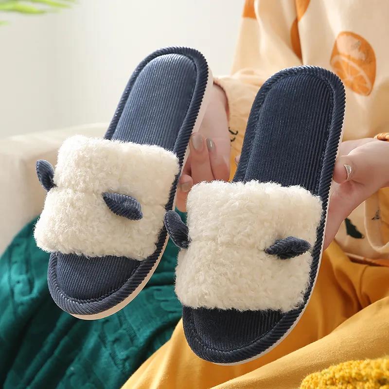 Women's Slippers Women's Outer Wear Home Four Seasons Universal Couples Fabric Soft Bottom Indoor Floor Home Furnishing