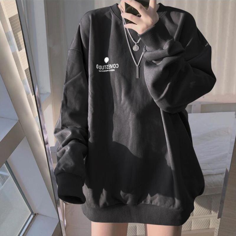 Korean Sweatshirt Loose Long Sleeve Pullover Women's Plus Size Long Sleeve Top