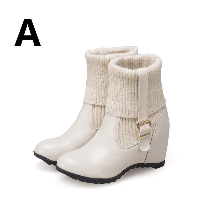 Women's Inner Heightening Martin Boots British Style Short Boots Women Winter Plus Velvet Snow Boots Women Cotton Shoes Women Boots