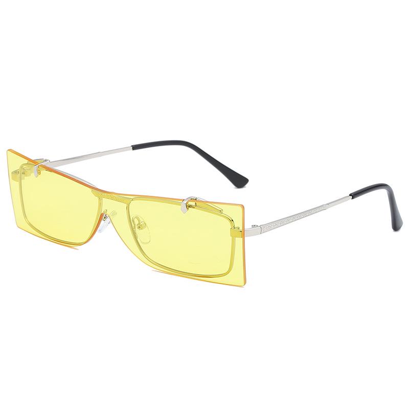 WTEMPO Square Flip Sunglasses Men and Women Punk Sunglasses Women's Tide Ocean Sunglasses