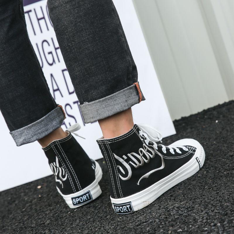 Men's shoes breathable wild cloth shoes men's casual board shoes embroidered high-top canvas shoes