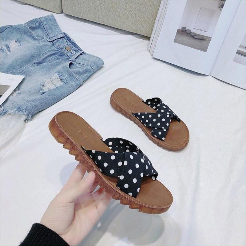 Women Fashion Flip Flops  Bohemia Bowknot Flax Linen Flip Flops Beach Shoes Wedges Bottom Slippers Sandals