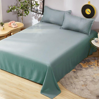 Bedding Solid Color Three-piece Set One-piece Bed Sheet Two Pillowcases Single Double Bed Cotton Cloth Breathable and Mechanically Washable