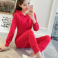 Fashion Solid Color Sports Casual Suit Women's Summer Thin Section Sports Long-sleeved Drawstring Hooded Two-piece Set for Women