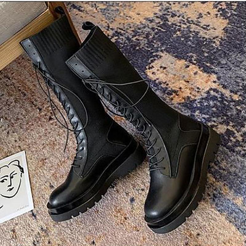 Thick-soled Stretch Boots Women's Shoes Women's Inner Height But Knee Martin Boots High Boots Non-slip Boots