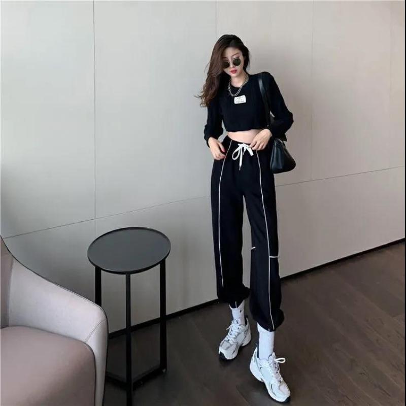 Sports Pants Female Students Spring and Summer Loose Straight Leg Harem Pants Wearing Thin Casual Pants