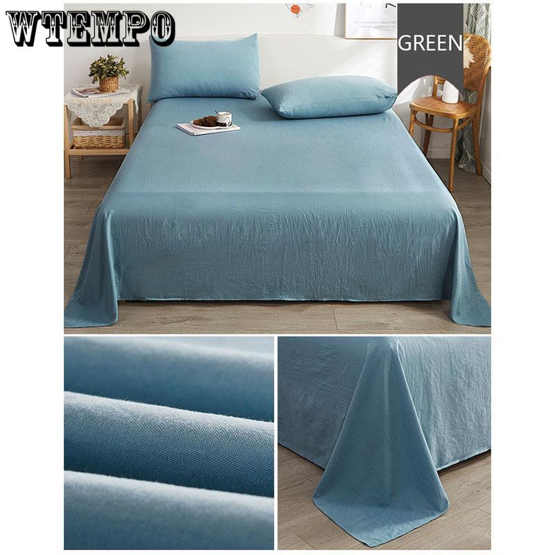 Super Soft Washed Cotton Solid Color Bed Linen Single-piece Plus Size Simple Bed Cover Four Seasons Universal Bedding