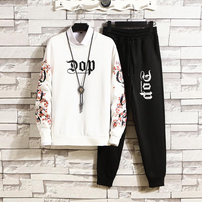 Men's Casual Sports Sweater Round Neck Fashion 2PCS Suit Tracksuit Men Set Men Fashion Mens Clothing
