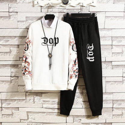 Men's Casual Sports Sweater Round Neck Fashion 2PCS Suit Tracksuit Men Set Men Fashion Mens Clothing