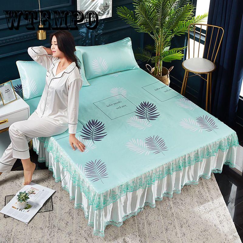 Brand 3 Pcs Set Summer Bed Mat Ice Silk Bed Sheet Pillowcase Set Cool Home Textile