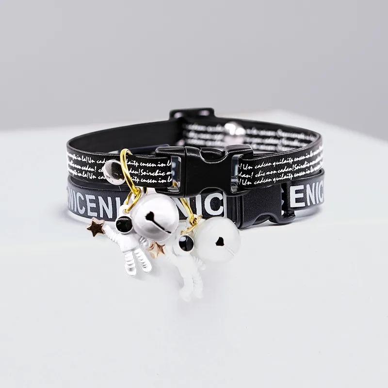 Cat Collar Bell Astronaut Star Letter Cute Dogs Collar Adjustable Size Collars for Small Dog Teddy Pomeranian Puppy Kitten Neckerchief Bell Collar