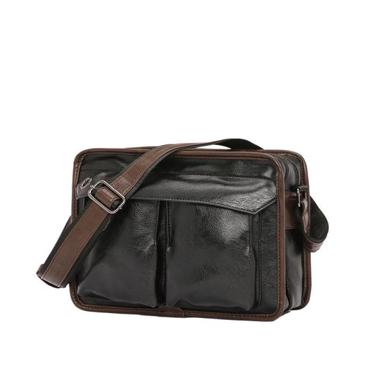 Business Briefcase Men Fashion Leather Large Capacity Pocket Anti-theft Handbag Computer IPAD Bag