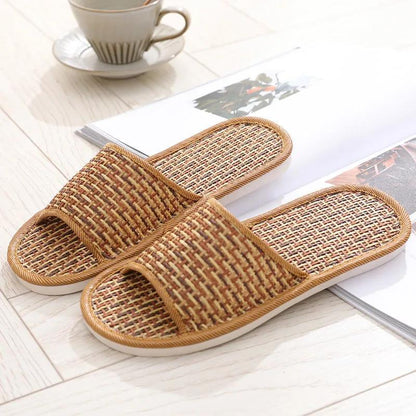 Rattan Grass Sandals Men and Women Summer Non-slip Couple Sandals Women's Bedroom Spring and Autumn Slippers Home