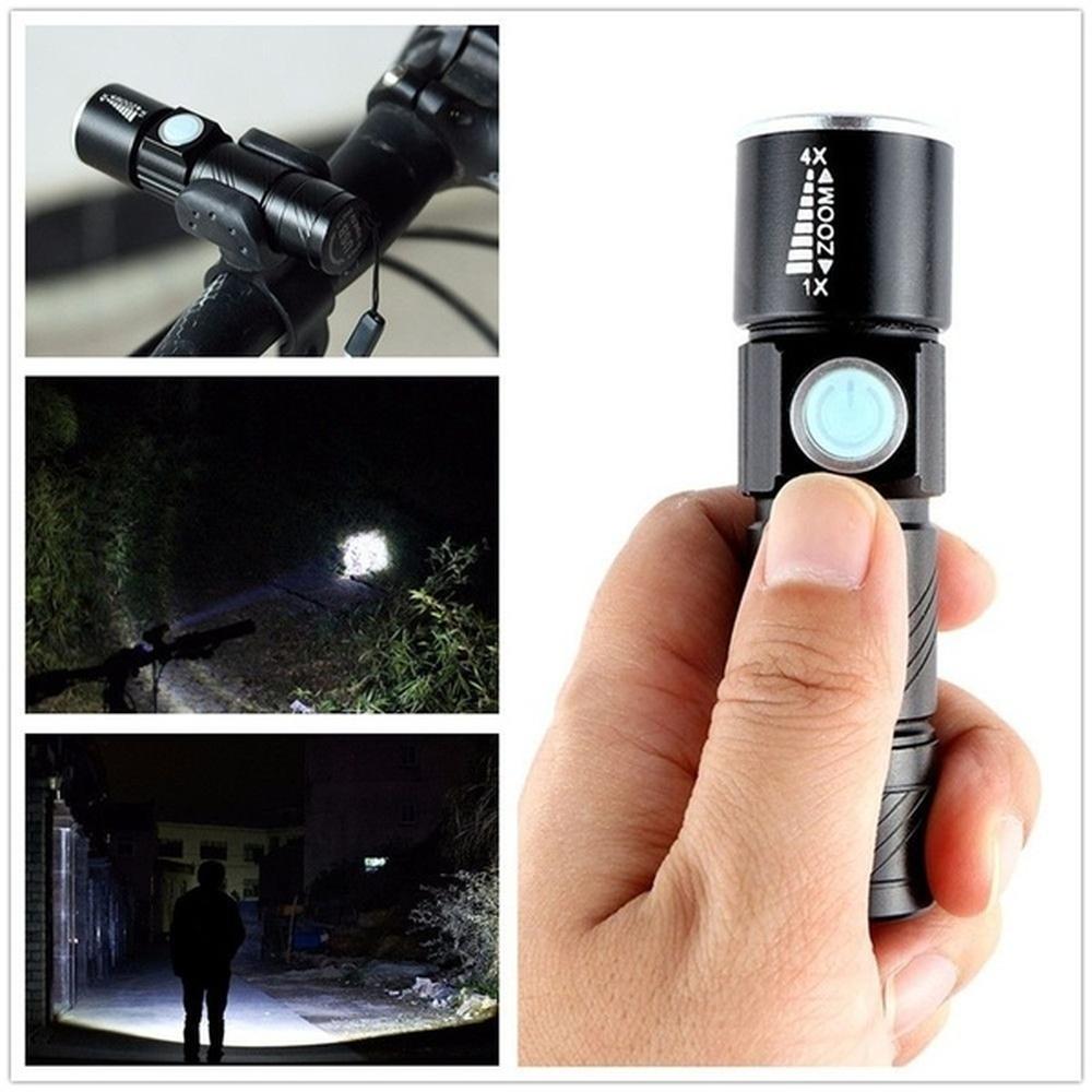 Mini Q5 Zoomable USB Rechargeable Ultra Bright LED Flashlight Torch 3 Modes Wth Beam Focusing Zoom