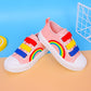 Children's Canvas Shoes Boys Girls General Casual Shoes Cover Foot Rainbow Shoes Baby Shoes Kindergarten Student Shoes