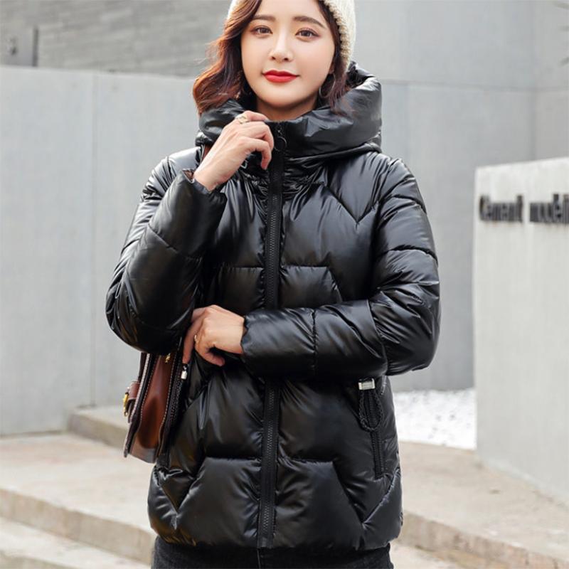 Glossy Short Women's Down Jacket Winter Korean Style Loose Cotton Clothes Casual Stand-collar Cotton Quilted Jacket