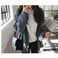 Spring and Autumn Fashion Top Loose V-neck Jacket Cardigan Simple Female Student Sweater