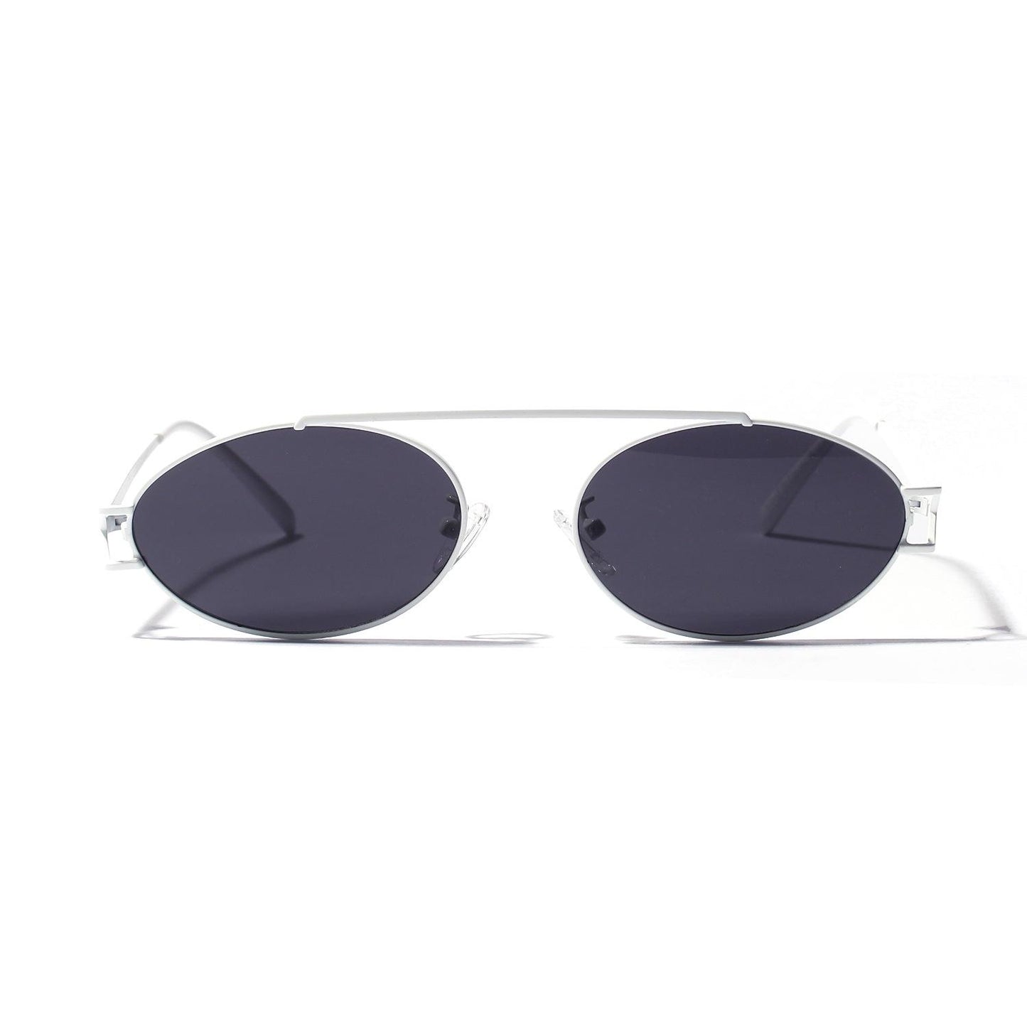 WTEMPO Ultra Light Metallic Color Lens Retro Art Eyeglasses Single Beam Oval Sunglasses