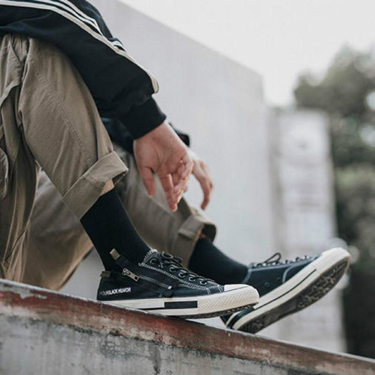 High-top ins canvas shoes men's black men's shoes British trend cloth shoes boys casual sneakers