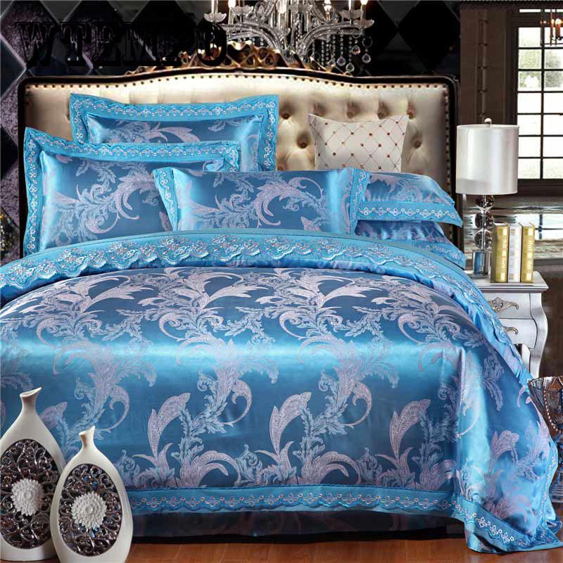 Luxury Jacquard Bedding Set King Queen Size Bed  Duvet Cover Satin Bed Sheet Set Pillowcases