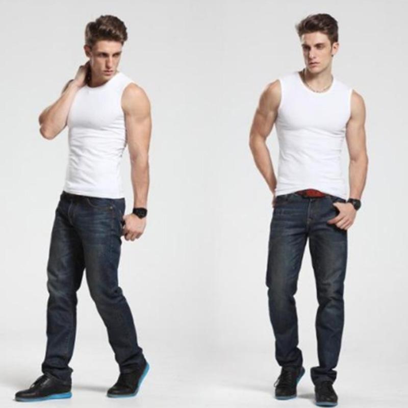 Men's Solid Color Vest Wide Shoulder Youth Slim Fit Tight Loose Fitted Undershirt Large Size Sports Vest Sleeveless Vest