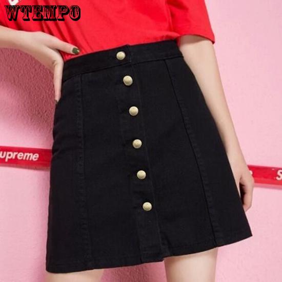 Women's High Waist Casual A-Line Denim Distressed Bodycon Short Jean Skirt