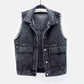Denim Vest Women's Spring Summer Simple Large Pockets Sleeveless Vest Coat All-match Large Size Loose Top Button Denim Cardigan