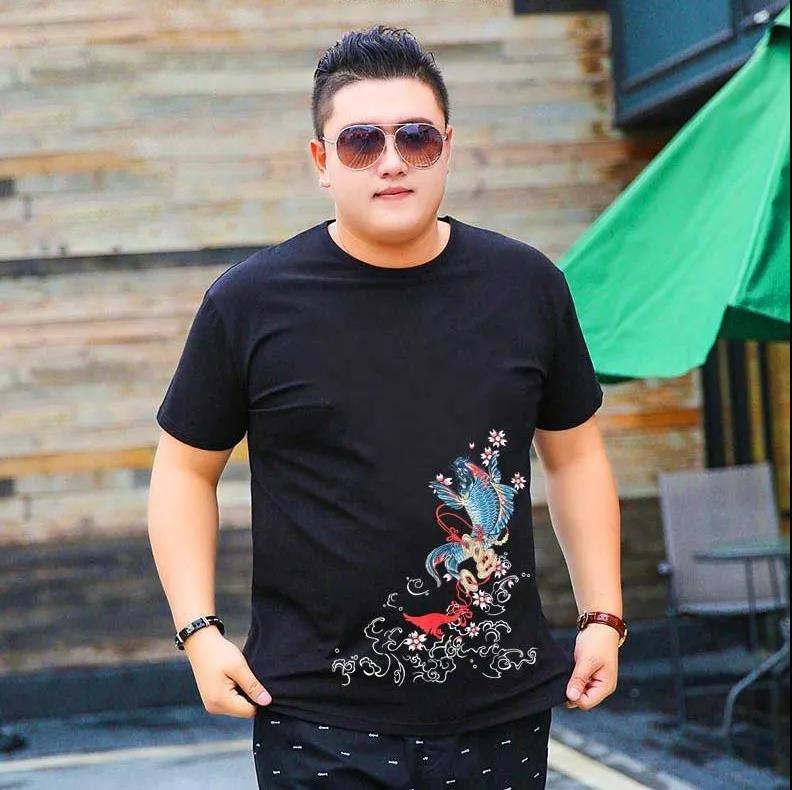 Fat Men Exclusive Men's Plus Size T-shirt Fat Men Short-sleeved Plus Fat Plus Long Short-sleeved Men Fat Top