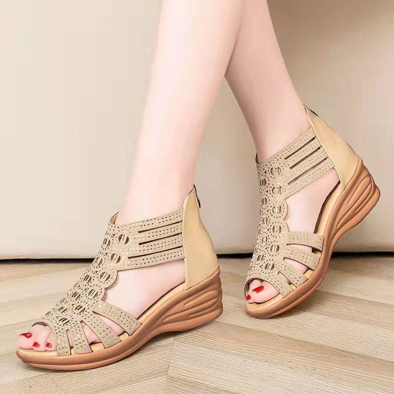 INS Leisure Women Wedges Heeled Women Shoes Summer Sandals Party Platform High Heels Shoes Woman  Fashion Fish Mouth Pumps Sexy Hollow Out Shoes