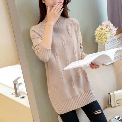Autumn and Winter Sweater Mid-length Loose Padded Bottoming Shirt Half High Neck Large Size Fashionable Women's Jacket