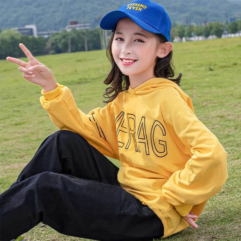 Girls Sweater Set Hooded Pullover Long Sleeve Sweater Casual Loose Pants Two Piece Set Spring and Autumn Children Sports Two Piece Set