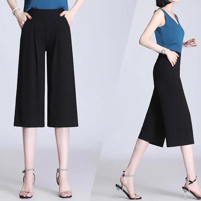 Summer Thin Cropped High-waisted Wide-leg Pants Loose and Thin Plus Size Casual Pants Women