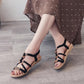 Bohemian Beaded Elastic Band Tendon Sole Beach Flat Heel Flat Shoes Women's Open Toe Sandals