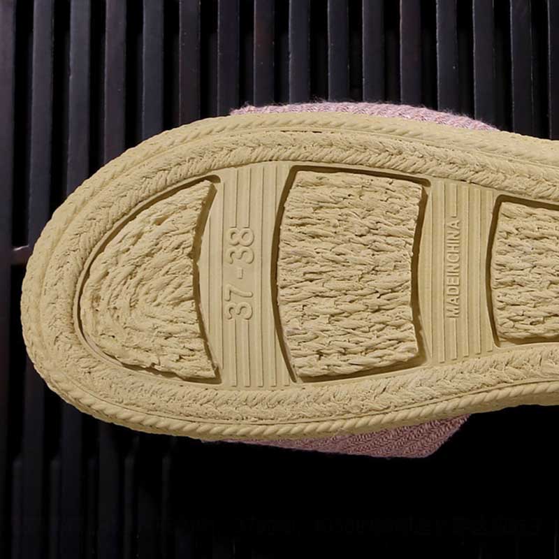 Linen Slippers Thick Bottom Muffin Sandals and Slippers Women's Indoor Home Four Seasons Sandals and Slippers