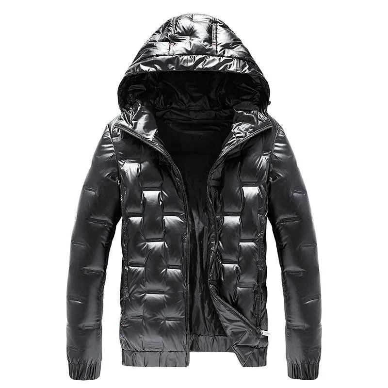 Winter Hooded Down Jacket Short Thick Warm Jacket Shiny Simple and Versatile Winter Clothes