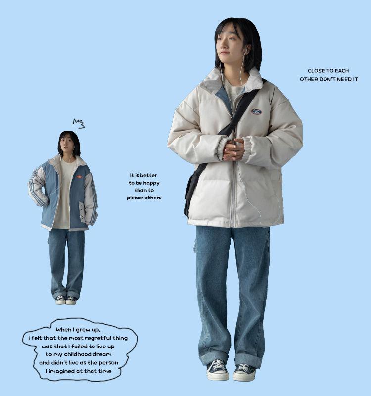Two-sided Padded Jacket Women Winter Korean Style Loose Thick Coat Bf Bread Jacket