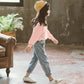 Fashion Children's Clothing Girls Pullover Hooded Sweater Jeans Two-piece Casual Spring and Autumn Loose Sports Suit