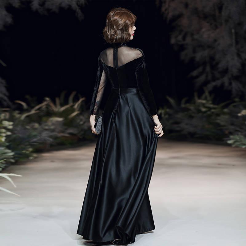Black Velvet Evening Dress Temperament Banquet Dress Dress Female Long Section Was Thin