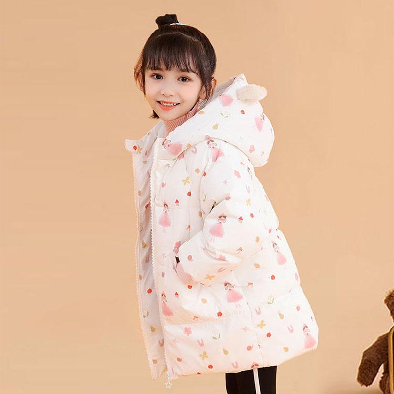 White Duck Down Children's Warm and Windproof Down Jacket Mid-length Winter Padded Jacket
