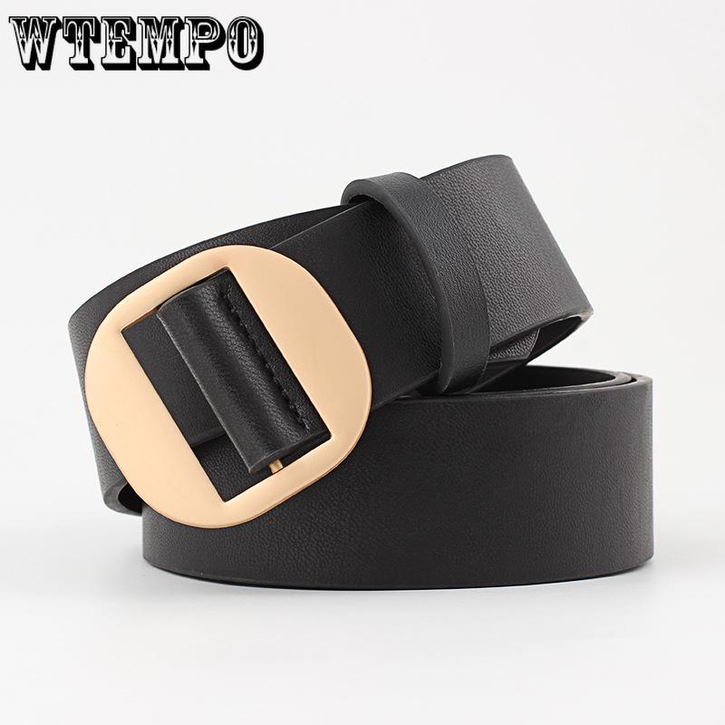 Ladies Belt Pu Leather Wide Belt Nonporous Solid Color Bright Colors