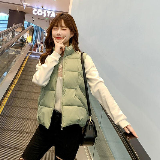 Women's Vest Down Cotton Jacket Loose Large Size Stand-up Collar Hoodless Waistcoat for Small People To Wear Winter Warm Jackets In Winter